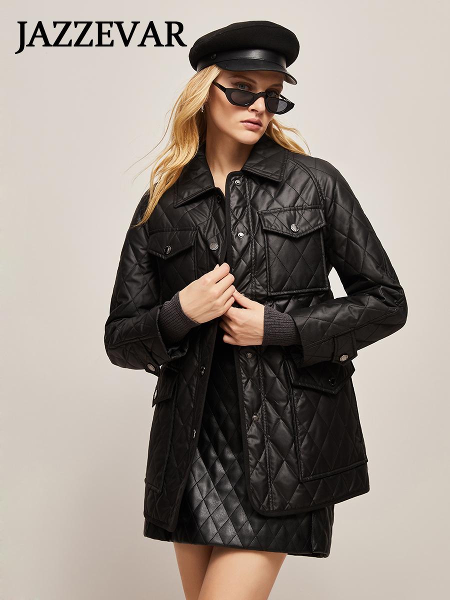 

JAZZEVAR Осень-зима Женская парка среднего возраста Короткий стиль Стоячий воротник Куртка на хлопковой подкладке XL чёрный