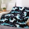 Industrial Style Shark Print Flannel Throw Blanket - Soft Cozy Warm All-Season Multipurpose Office, Outdoor Camping, Travel Blan
