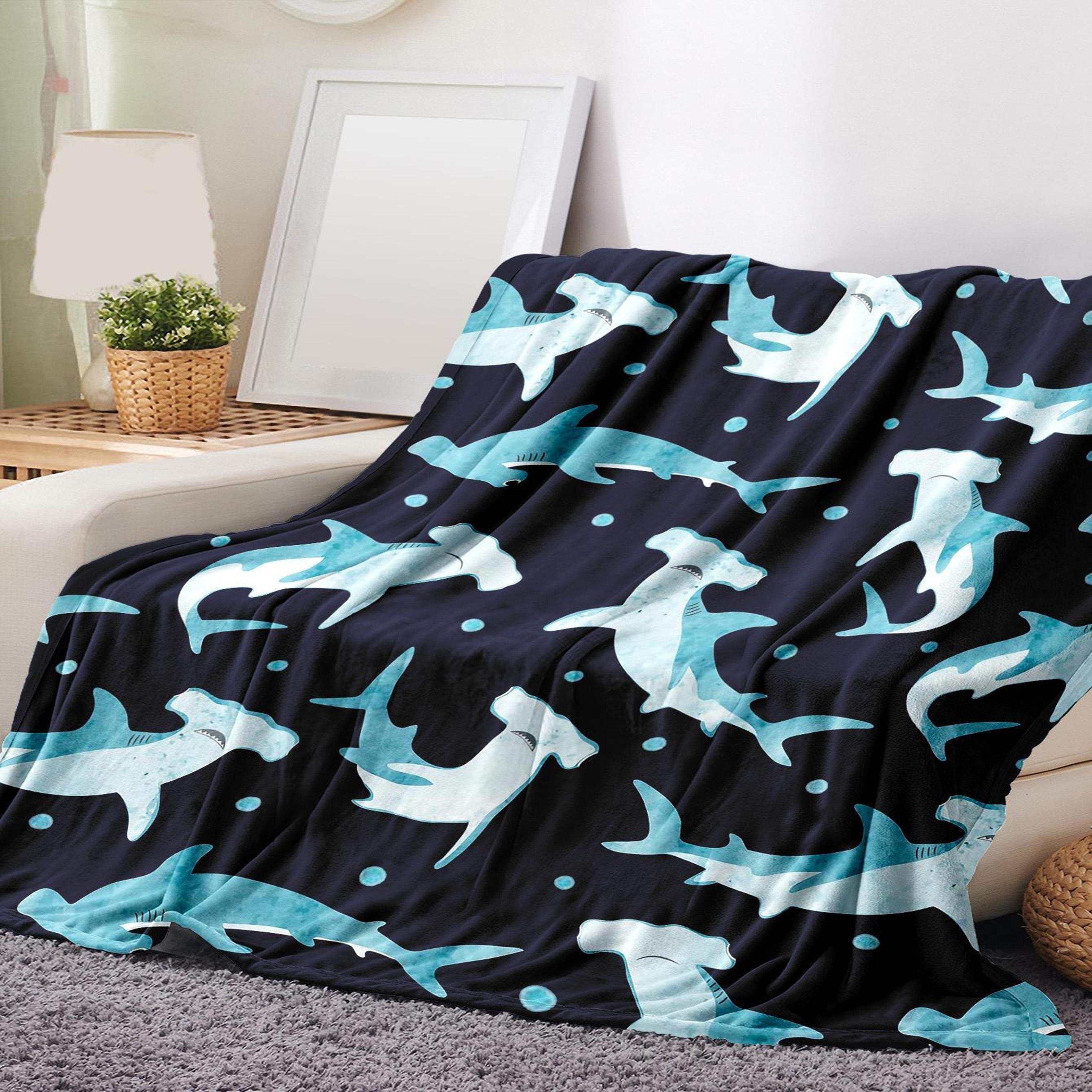 

Фланелевое покрывало в индустриальном стиле с принтом акулы - Мягкое, уютное, теплое, всесезонное, многоцелевое, для офиса, кемпинга на природе, путешествий, Blan 70x100cm