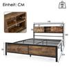 Metal Bed - MUVOE - 140x200 Cm - Headboard with Storage - Slatted Frame - Contemporary Style
