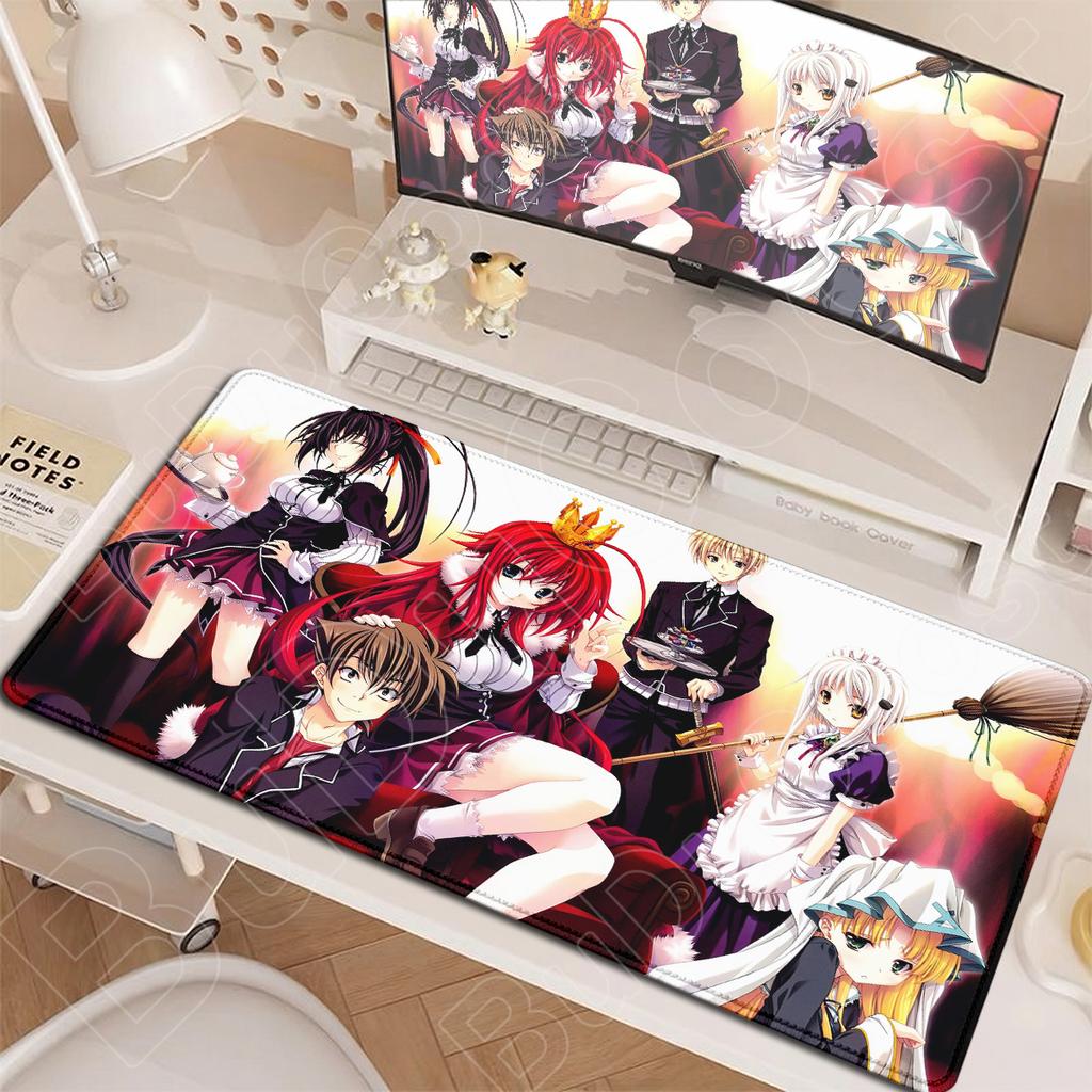 90x40cm Středoškolské DxD Kancelářská Podložka pod Počítačovou Klávesnici s Uzamykatelnou Hranou Kawaii Anime Dívky Rias Gremory Podložka pod Myš XXL Podložka pod Notebook pro Hráče