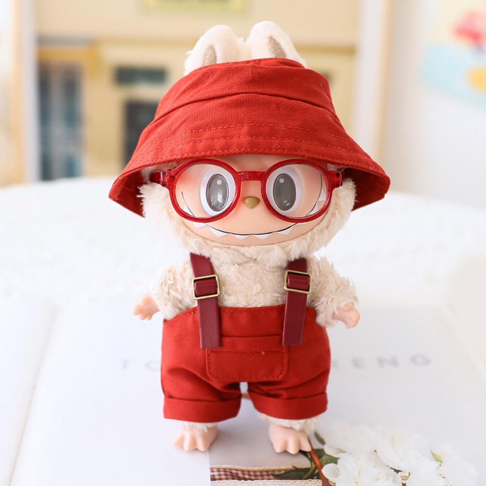 For 17cm Doll Clothes Fashion Bucket Hat Overalls Doll Clothes Color Match Hoodies Dolls Accessories Cute Decoration Little Clothes