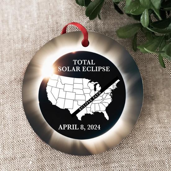 2024 Solar Eclipse Decoration Acrylic Path of Totality States Ornament Total Solar Eclipse Round Pendant Astronomy Lovers Keepsake Gift