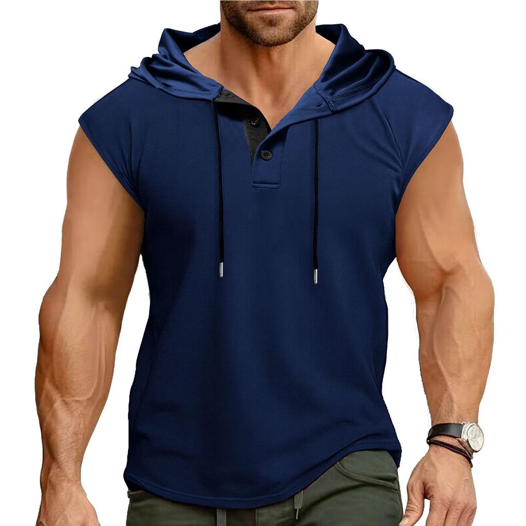 Pánská rychleschnoucí prodyšná bezrukavá vesta s kapucí na knoflíky