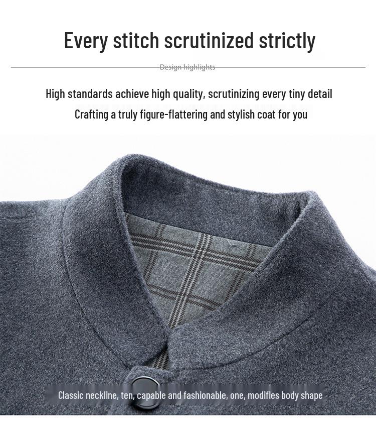 Men's Wool Stand-Up Collar Zhongshan Jacket: Business Casual Suit for Middle-aged and Elderly