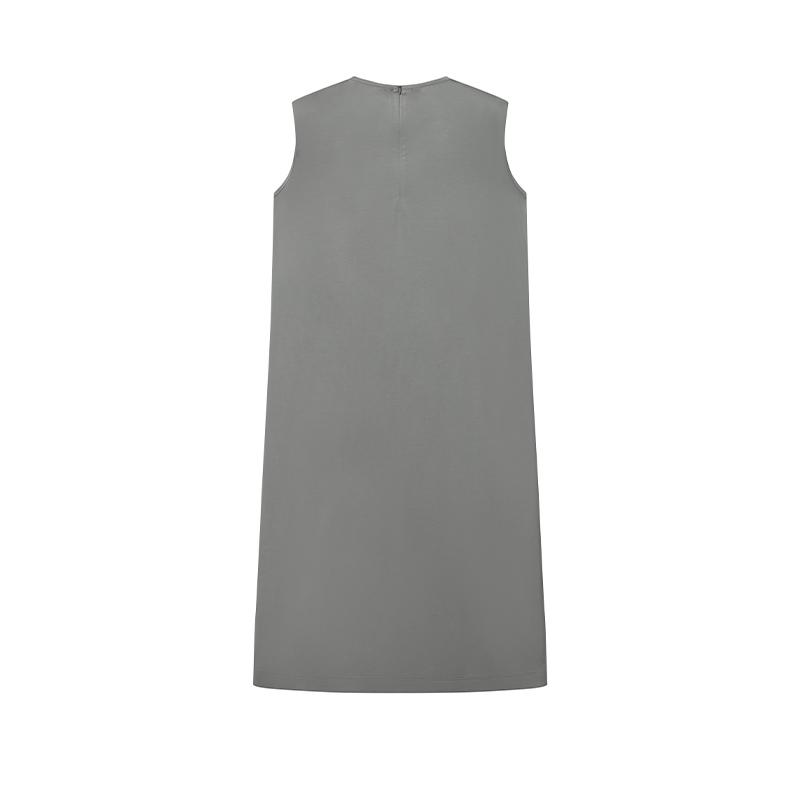 Fila Milano Series Simple Solid Color Comfortable Versatile Sleeveless Dress Women Dresses Dark-Gray F11W625316FDY
