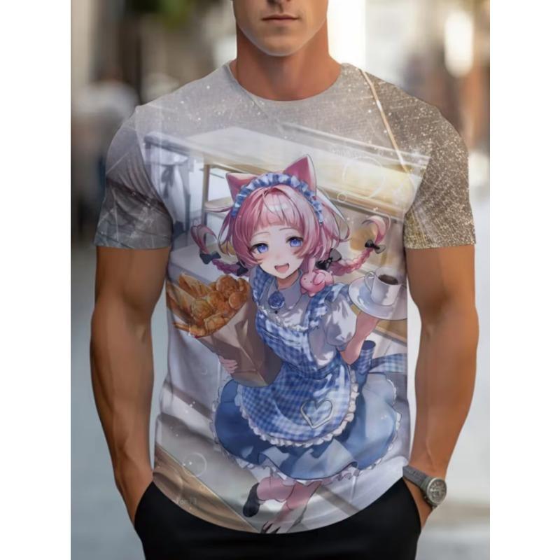 Men's Fashion 3D Printed Men's T-Shirt Round Neck Short Sleeve Trendy Street Wear