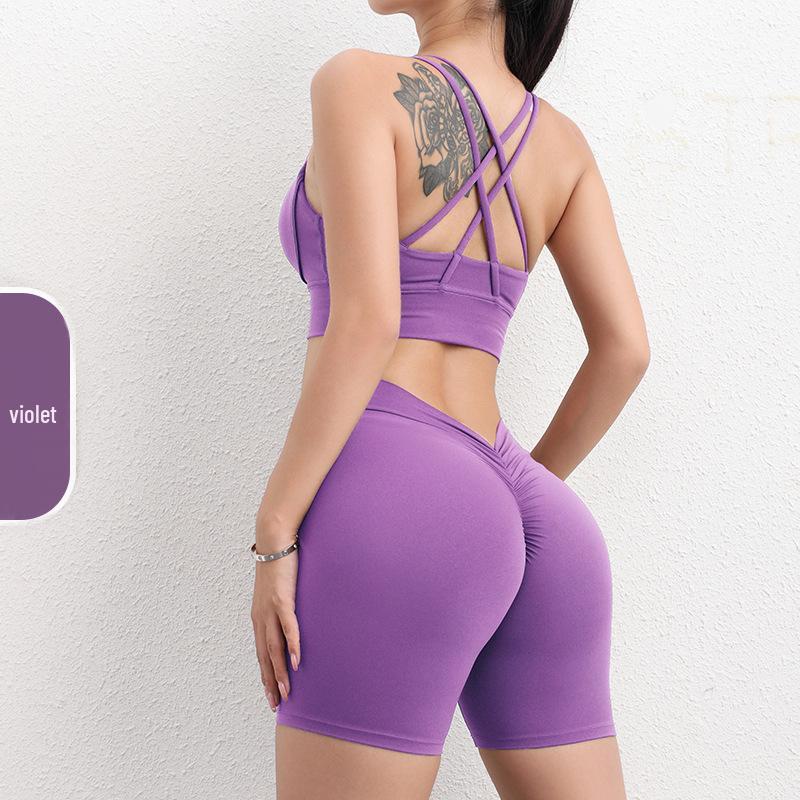 

Женские брюки для йоги с перекрестной спинкой, с эффектом подтяжки бедер, бесшовные, телесного цвета, длиной три четверти, сексуальная посадка персик для фитнеса Large