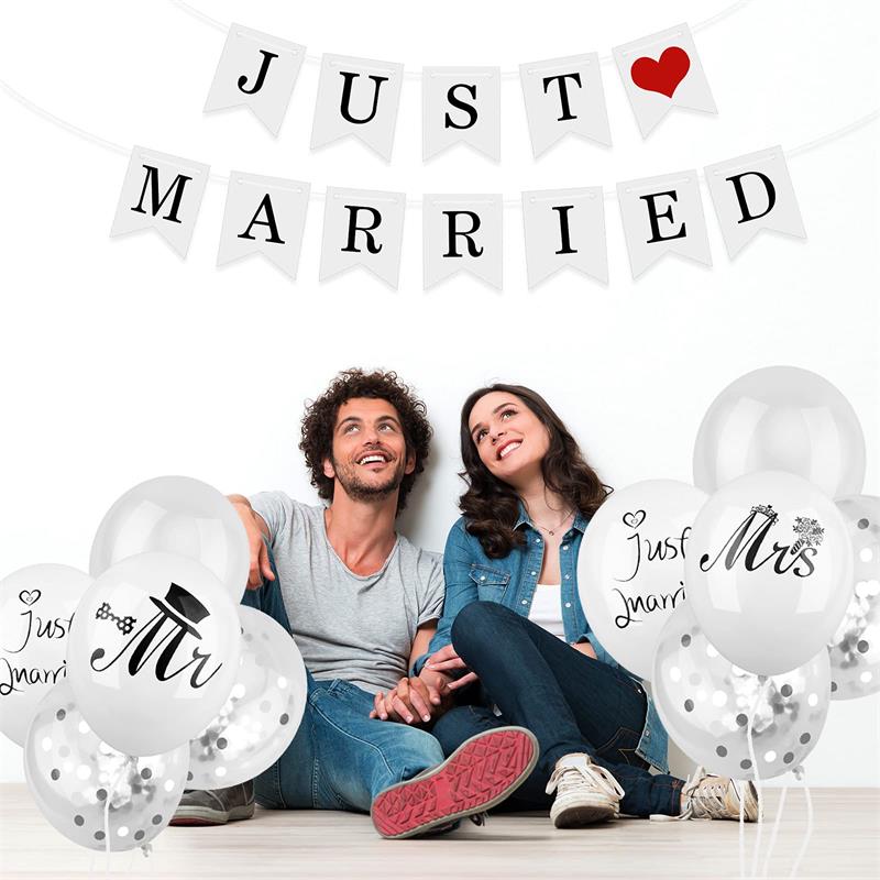 3dRose 'Just Married' Gartenflagge – 30,5x45,7 Cm, Aqua, Einseitig Bedruckt, Aus Polyester