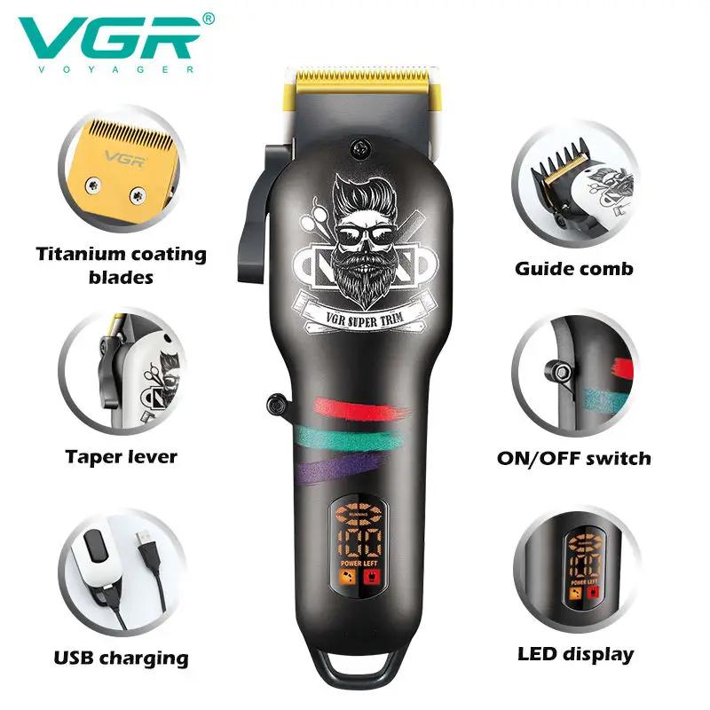 New VGR 699 Hair Clipper Electric Hair Cutting Machine Professional Barber Cordless Hair Trimmer Digital LED Display Clipper for Men Retro Electric