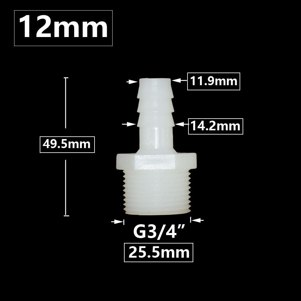 3/4 Inch Male Thread To  6/8/10/12/14/16mm Hose Connector Barb Plastic Hose Fittings Irrigation System Pipe Coupler