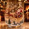 Weihnachts-Glasbecher 3D Tumbler, Mit Santa, Schneemann, Baum Skulpturierter Becher, Kreatives Skulpturales Dekoratives Feiertags-Trinkgeschirr, Festliches Geschenk für Party-Trinkgeschirr