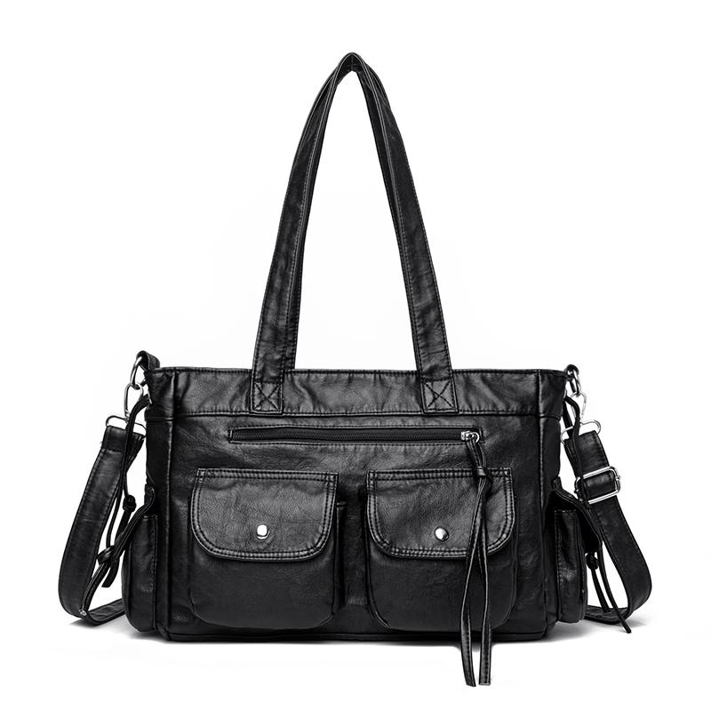 

Fashion PU Large Capacity Multi Pocket Shoulder Bags For Women 2026 Spring High Quality Versatile Popularity Personality Tote Bags