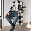 Autumn and Winter Buttoned Lapel Plush Plaid Skirt Loose Temperament Commuting Long Coat Women