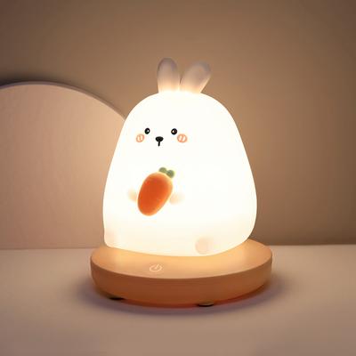 Bedroom Night Light for Children Cute Animal Pig Rabbit Led Silicone Lamp Touch Sensor Dimmable Kid Holiday Gift Rechargeable