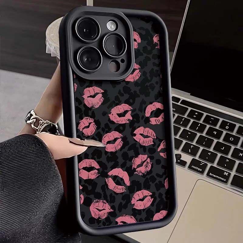 Leopard print lip print is suitable for Apple 17promax mobile phone case iPhone17/16/15 airbag 14 foreign trade new 13