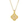 Necklace Female Xiaoxiangfeng Full Diamond Gold Double-sided Lucky Clover Necklace Simple Design Does Not Fade Clavicle Chain