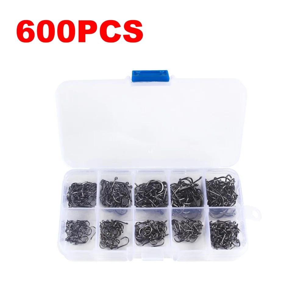 

600pcs/1000pcs Fishing Hooks Set High Carbon Steel Sharp Barbed Fishhooks Rock Fishing Gear Tackle Accessories for Saltwater