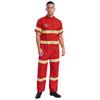 Mens Firefighter Role Play Costume Reflective Stripe Jacket Pants Set with Helmet Belt