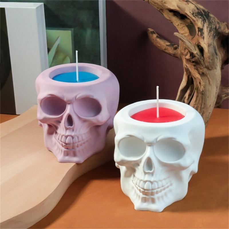 Totenkopf Kerzenständer Form Aromatherapie Behälterform Kerzenhalter Silikonform Teelichtformen Halloween Dekorationen