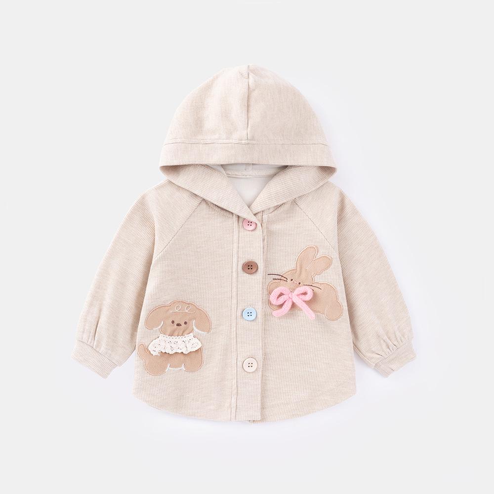 2025 Spring & Autumn Stylish Girls' Hooded Cardigan - Korean Baby Outerwear