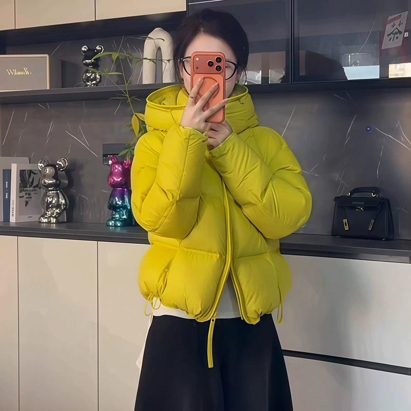 Sweet little hooded down jacket women's short winter fashion loose warm simple bread jacket
