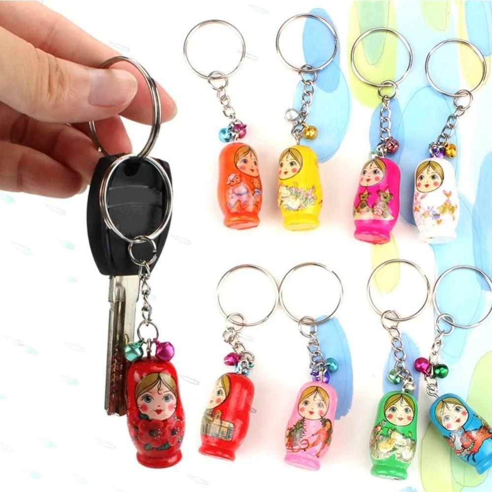 Key Rings Matryoshka Russian Dolls Key Rings Drip Wood Babushka Matryoshka Figurines  Key Ring Gift