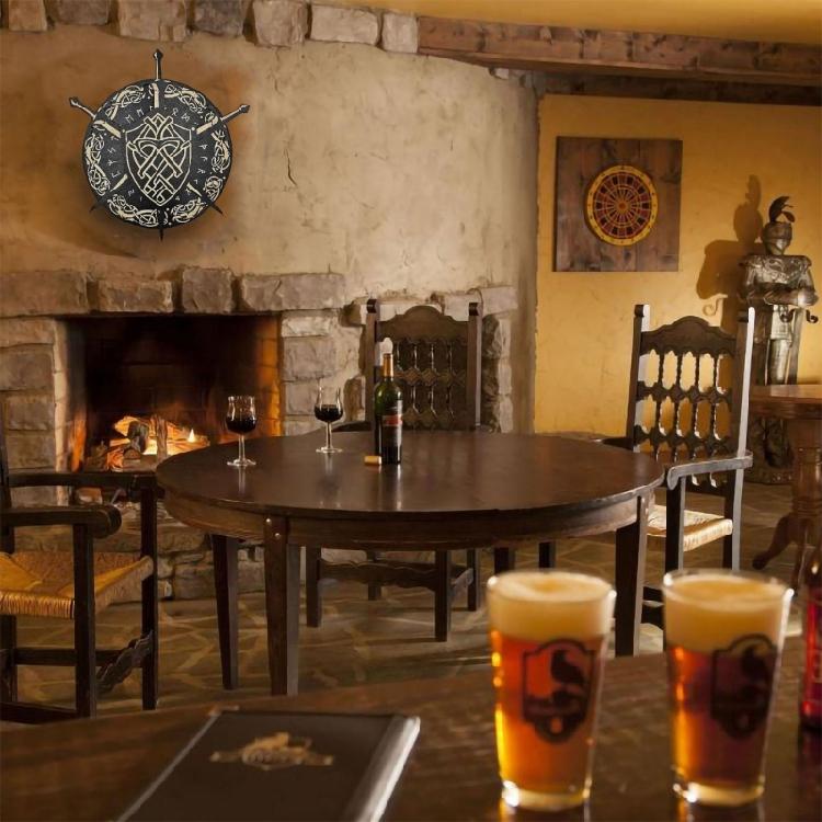 Cultural Wood Wall Hangings Medieval Nordic Portrait Sword Wall Plaques Decors