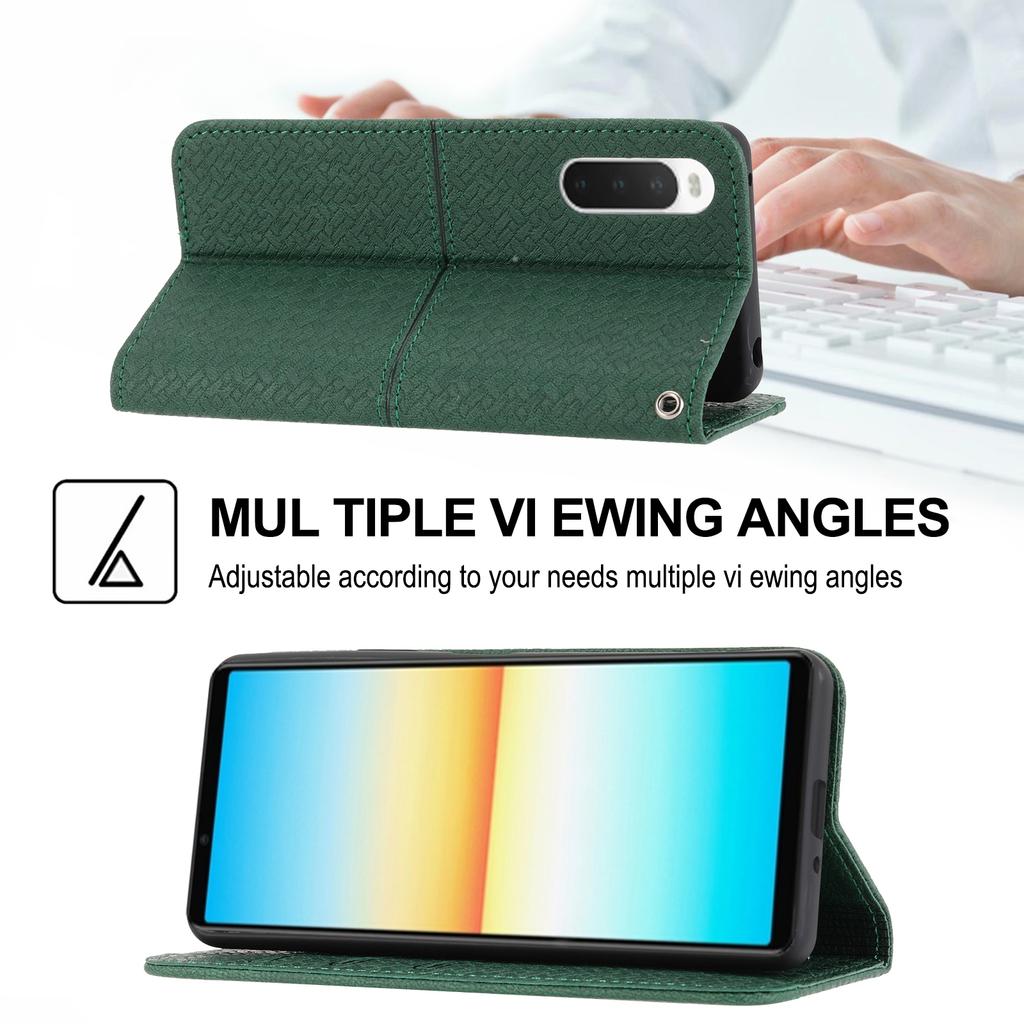 For Sony Xperia 5 IV 5G Case Woven Texture PU Leather Wallet Phone Cover