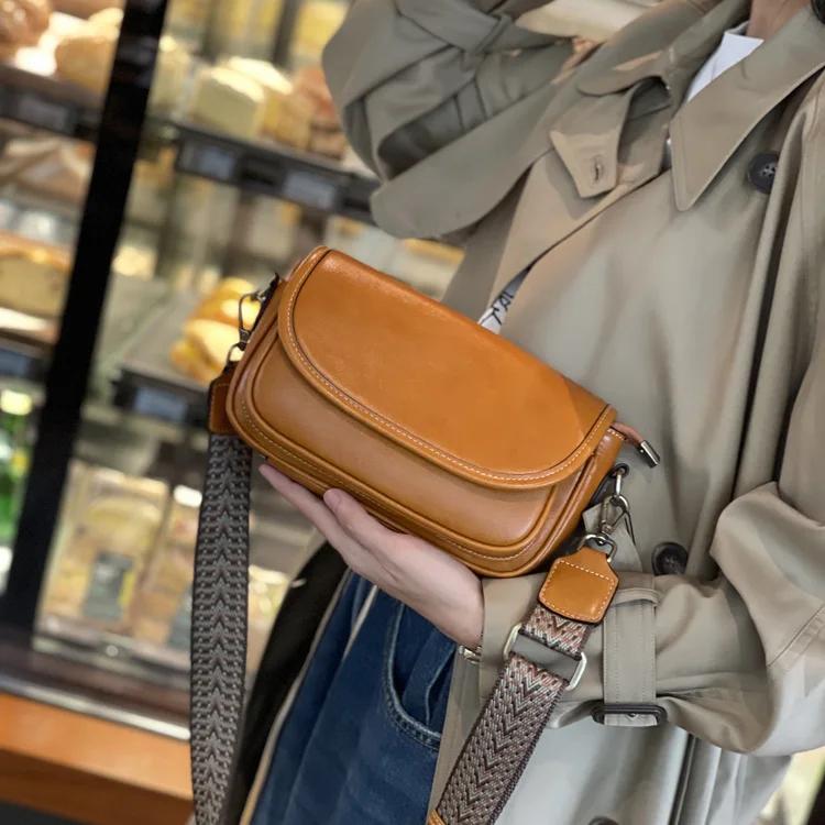 Female Cowhide Luxury Retro Crossbody Bag Women Natural Cow Leather Bag Lady High Quality Commuter Shoulder Bags Ladies Handbag