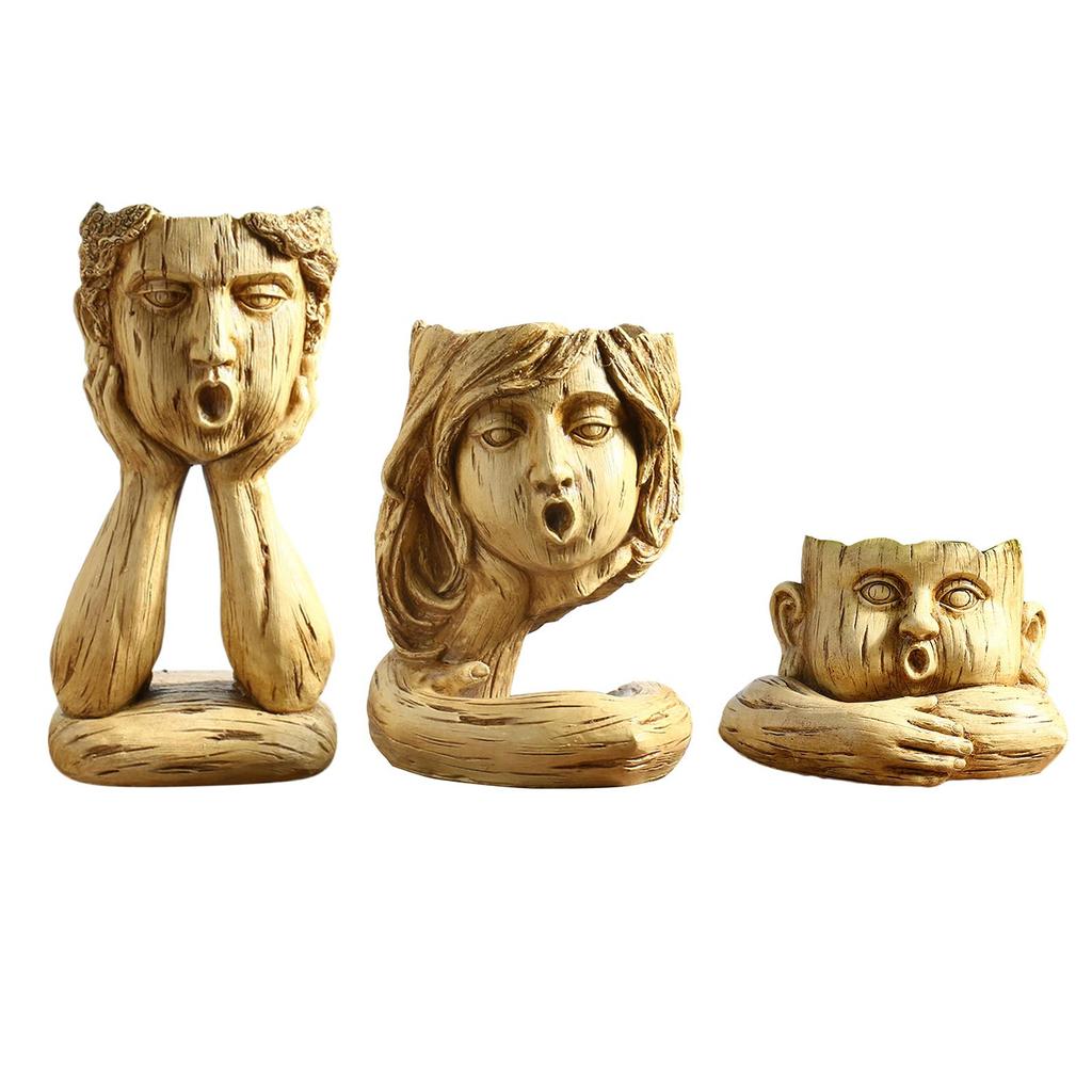 Resin Flower Vase, Creative Human Head Shape Planter Pot Ornaments Home Decor Nordic