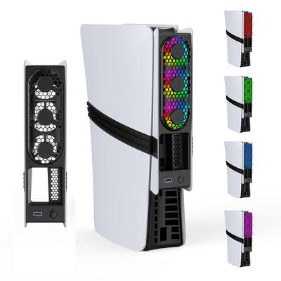 For PS5 Pro/PS5 Slim Cooling Fan External Fan Cooler with USB Port & RGB Light for Playstation 5 Pro/Slim Disc & Digital Edition