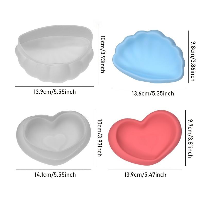 1PC Love Heart Shell Shaped Silicone Storage Tray Mold DIY Epoxy Resin Mould Jewelry Plate Trinket Casting Mold Craft Decor