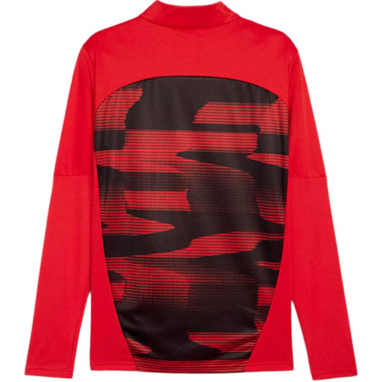 Puma Ac Milan 2024-25 Pre-Match 1/4 Comfortable Casual Quick-Dry Sweat-Wicking Long Sleeve Football Shirt Men Tops Red Black 777714-01