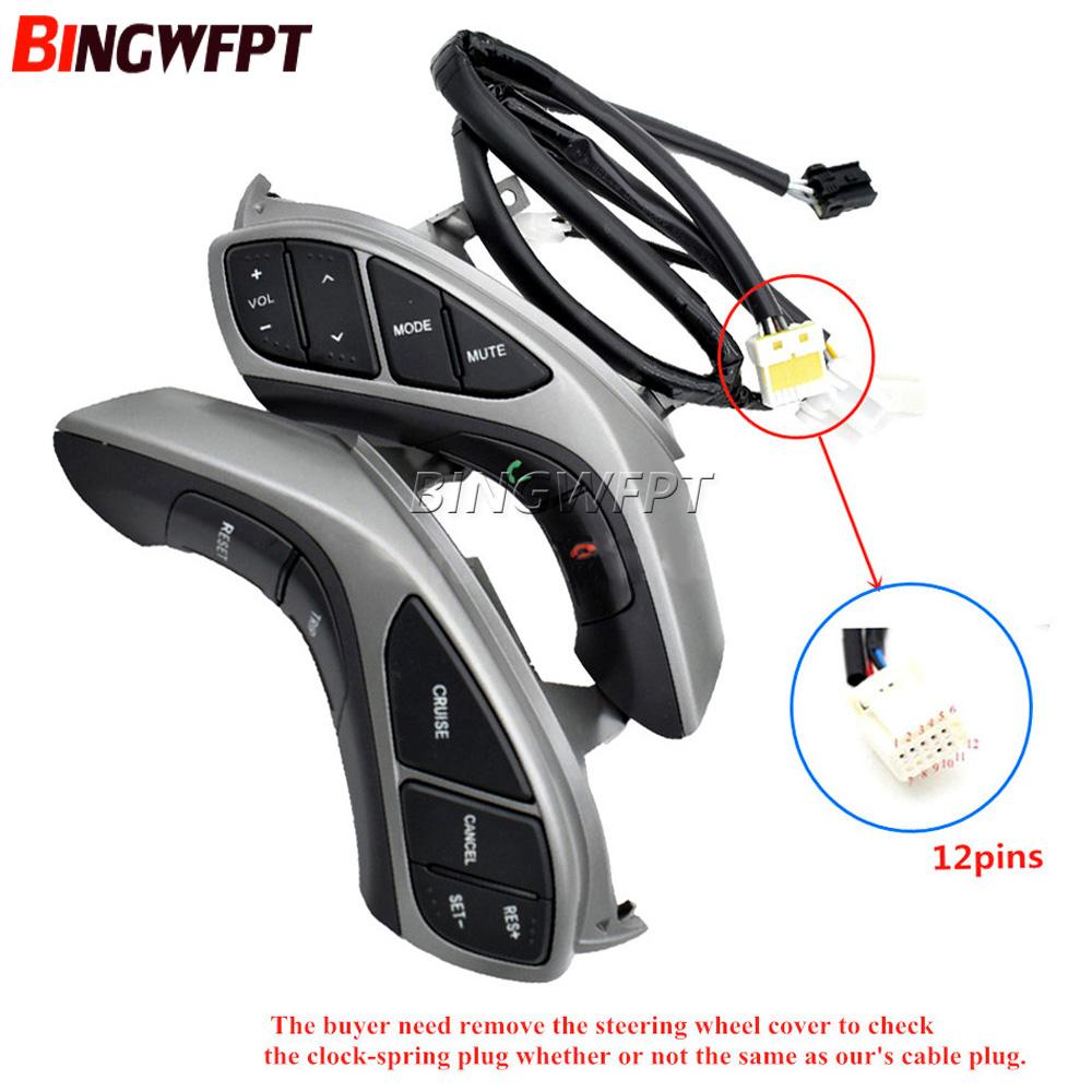 High quality Steering Wheel Button Phone Cruise Control Switch For Elantra 2012-2015 AT 2012-2014 i30 MT Switch-12pins-Low