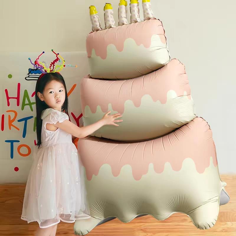 Super Large Three-Tier Cream Cake Balloon for Birthday Party Decoration