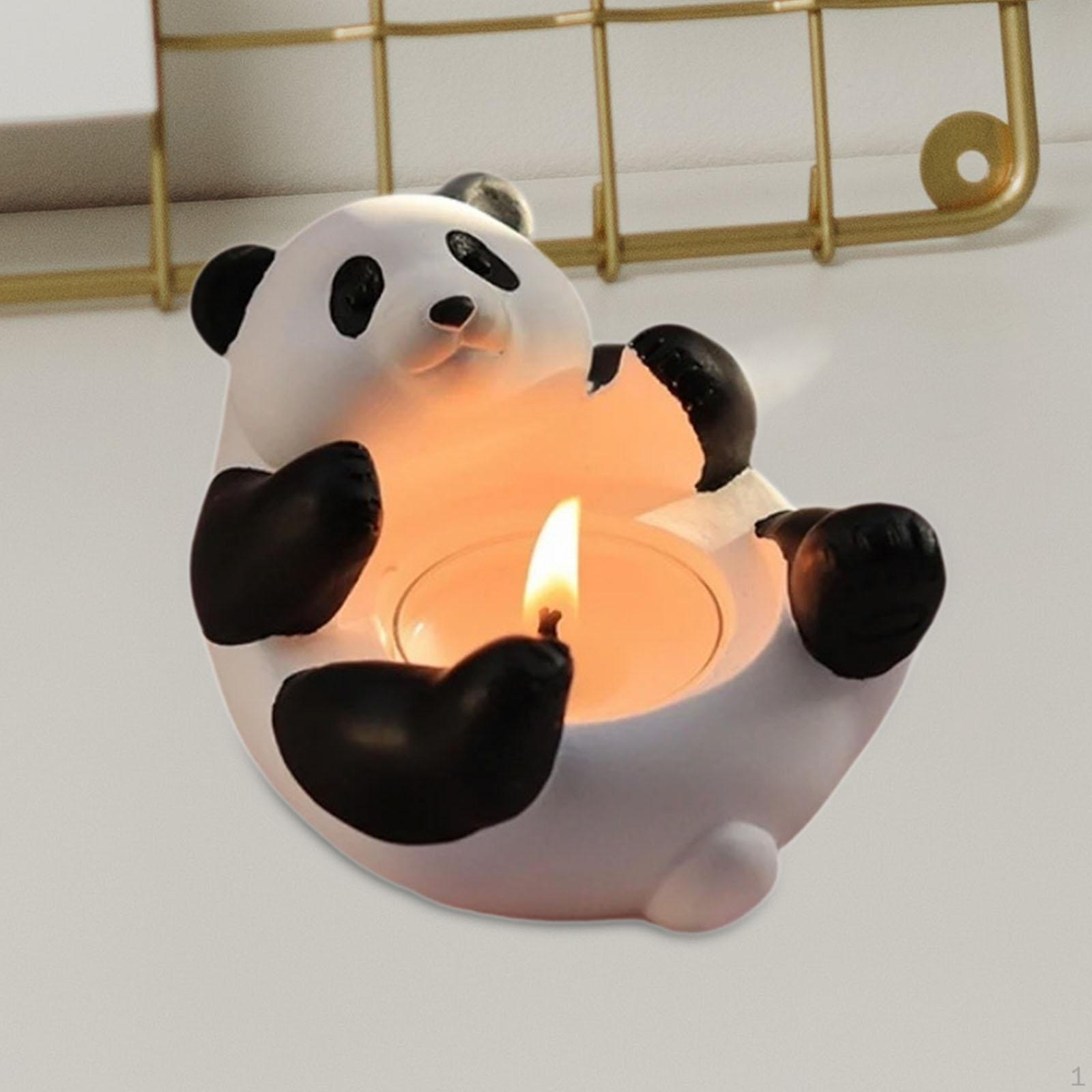 

Panda Candle Holder Stick Art Decor Candelabra Candlestick for Hotel Bedroom Cafe