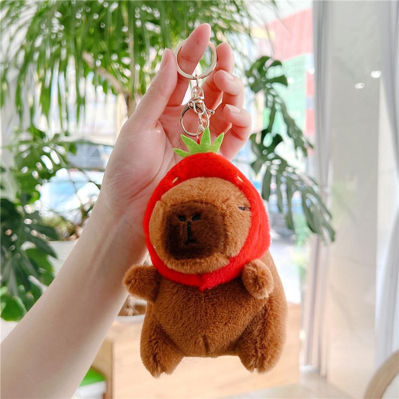 Cute Capybara Plush Keychain Backpack Pendant Toy Car Key Ring Decoration Accessories Kawaii Stuffed Doll Children Birthday Gift