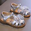 Girls Closed Toe Soft Sole Sandals, Summer Crystal Bow Princess Beach Shoes for Middle and Big Kids