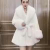 Faux Fur Coat with Fur Collar, Waist-cinching Design, Thickened and Warm, Long-length, Stylish Winter Coat for Autumn and Winter