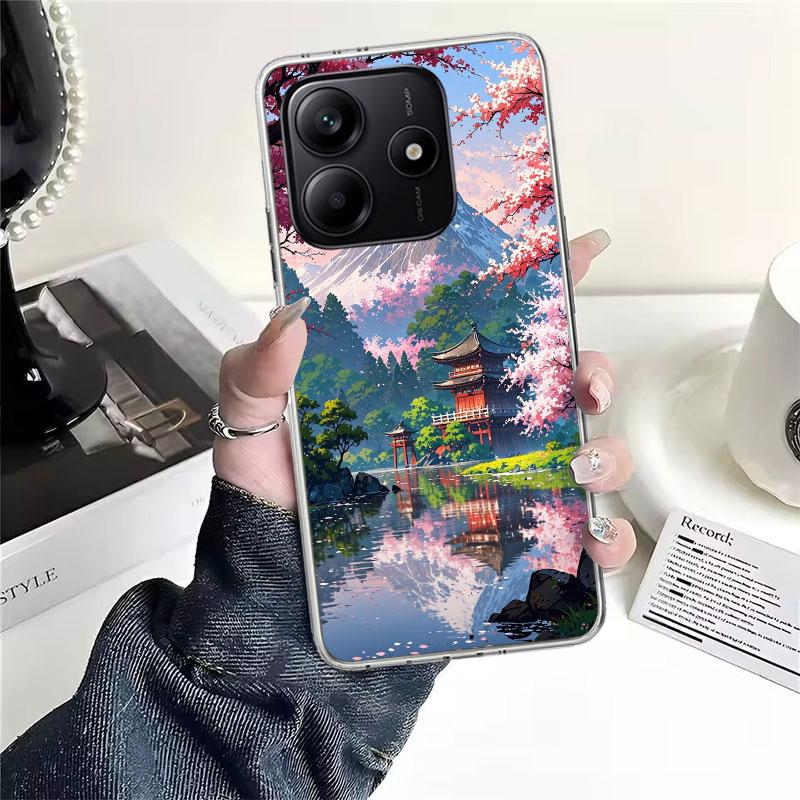 Japanese Cherry Mount Fuji Soft Phone Case For Xiaomi Redmi Note 15 14 14S 13 12 Pro Plus 12S 11 11S 11E 10 10S 11T 5G Fundas Co