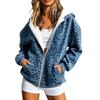 Damen Kapuzenpullover mit Reißverschluss und Leopardenmuster, lockerer, lässiger Cardigan mit langen Ärmeln