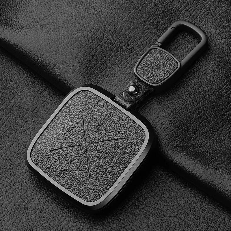 Metal And Leather 4 Button Car Key Case Cover For Zeekr X 001 009   Car Key Case Protect Fob