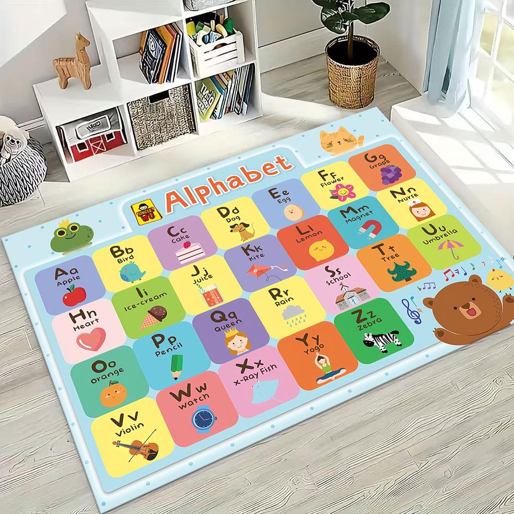 ABC Animal Alphabet Cartoon Early Educatio Children Crawling Playroom Rug for Bedroom Living Room Sofa Doormat Decor,Non-slip