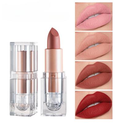 Rouge à lèvres mat 12 couleurs Crystal Square Lip Balm Nude Bean Paste petit glaçage à lèvres glaçage à lèvres femme