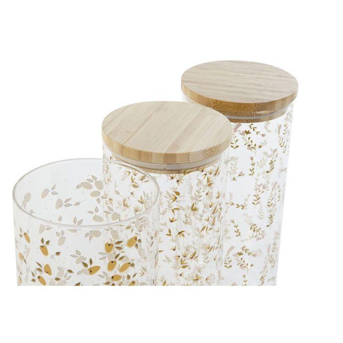 Bocal Silicone Bambou Verre Borosilicaté Shabby Chic DKD Home Decor (x2)