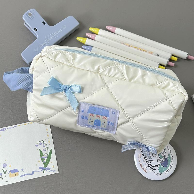 

Korean Sweet Bow Pencil Case Student Girls Large Capacity Pencil Bag Portable Ins Cosmetic Case Stationery School Supplies 1Pc