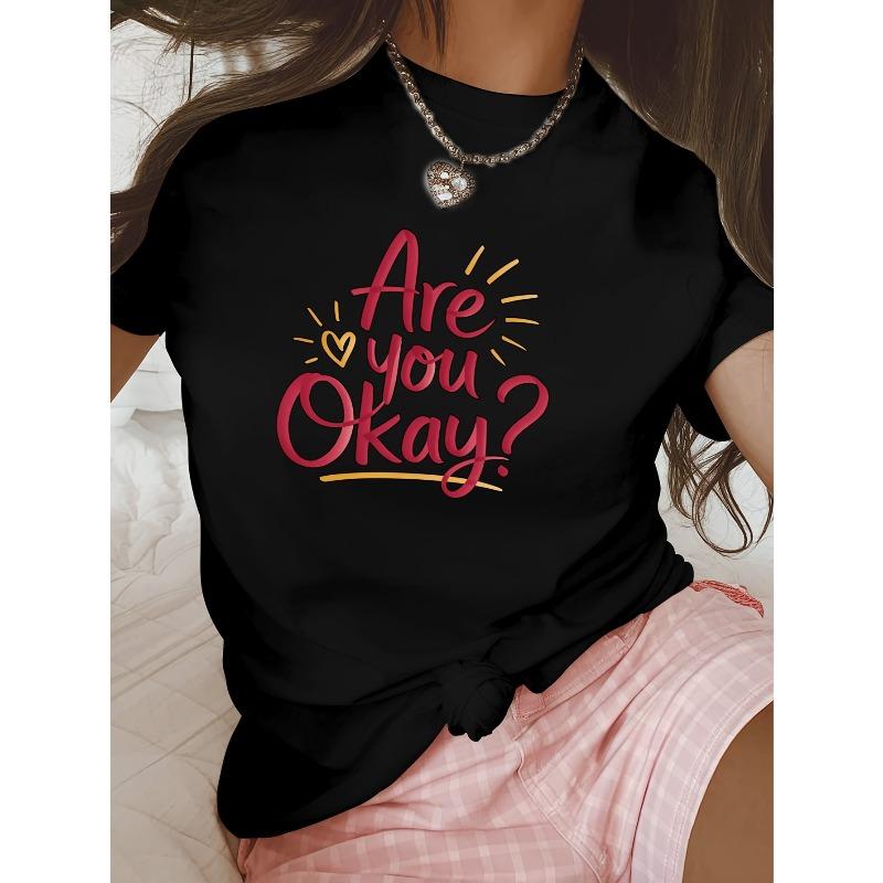 Casual Round-Neck T-Shirt for Women Featuring a Trendy Print, Perfect for Spring And Summer Wear