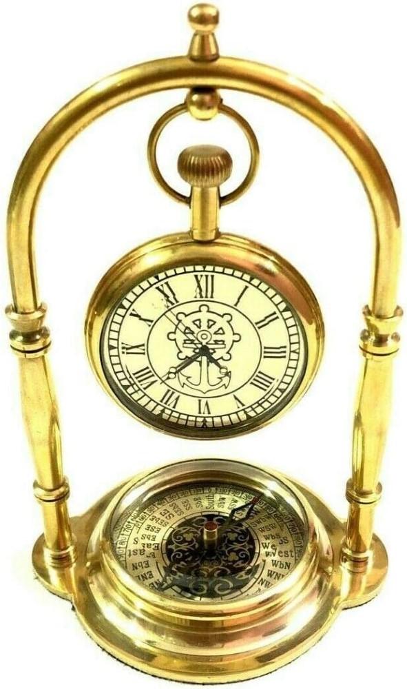 Clock Desk Vintage Table Top Antique Tabletop Brass Decorative Gift