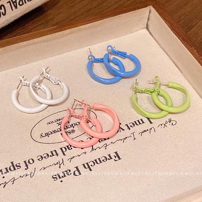Summer Dopamine Colored Plain Ring Earrings Femininity Stud Earrings Sweet Ears